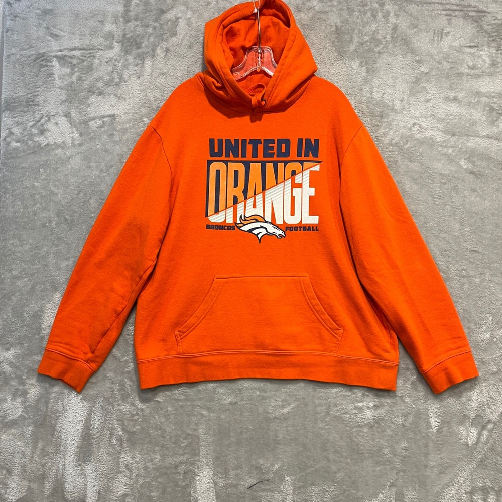 Denver Broncos Hoodie Men XL Orange Fanatics United In Orange Football Pullover